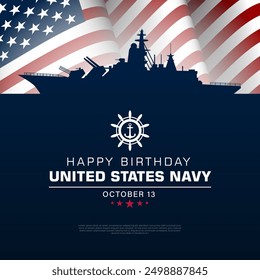 Feliz cumpleaños US Navy 13 de octubre Ilustración vectorial de fondo 