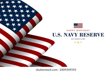Happy Birthday US Navy Reserve March 03 Background Vector Illustration