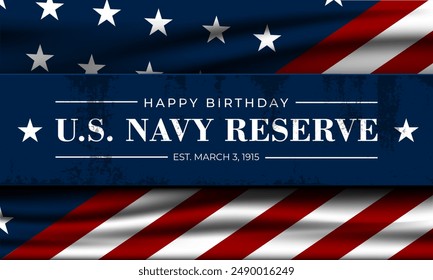 Happy Birthday US Navy Reserve March 03 Background Vector Illustration