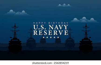 Happy Birthday US Navy Reserve March 03 Background Vector Illustration