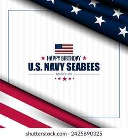 Happy  Birthday US Navy Seabees March 05 Background Vector Illustration 