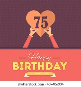 Happy Birthday Vector Age 75 Flyer, Poster, Banner Design