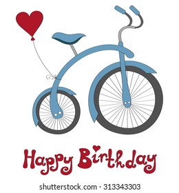 Happy Birthday vector background with bike