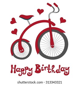 Happy Birthday vector background with bike