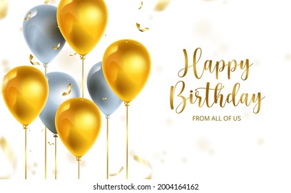 Herzlichen Glückwunsch zum Geburtstag, Vektorhintergrund. Herzlichen Glückwunsch zum Geburtstag mit einem Text mit Ballons und Konfetti Elemente in weißem Raum für Geburtstag Grußkartendesign. Vektorgrafik