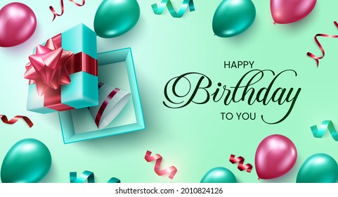 Herzlichen Glückwunsch zum Geburtstag, Vektorhintergrund. Herzlichen Glückwunsch zum Geburtstag, wenn Sie Text mit Ballons und Geschenkbox Elemente für Geburtstagsfeier-Card Design begrüßen. Vektorgrafik
