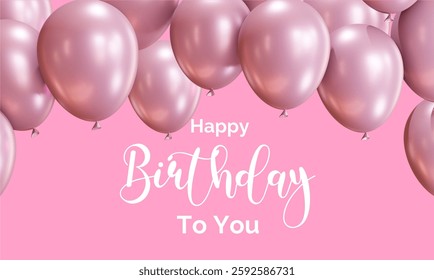 Happy Birthday Vector Background Design with pink color