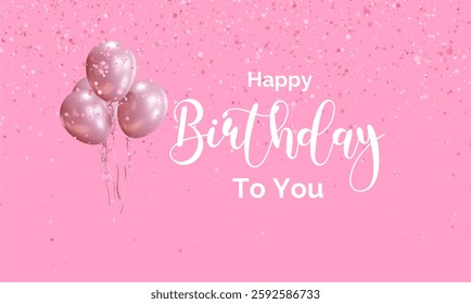 Happy Birthday Vector Background Design with pink color