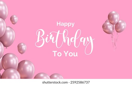 Happy Birthday Vector Background Design with pink color