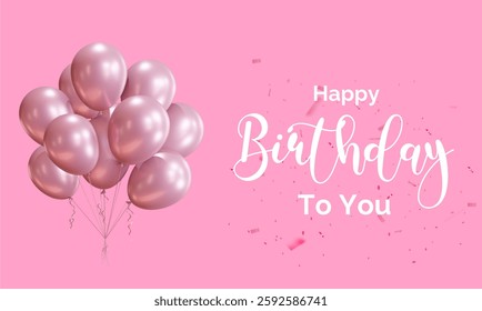 Happy Birthday Vector Background Design with pink color