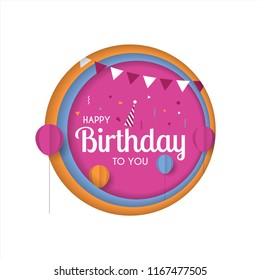 Happy birthday vector with balloon, confetti, design for greeting cards and poster, invitation card. vector illustration eps 10