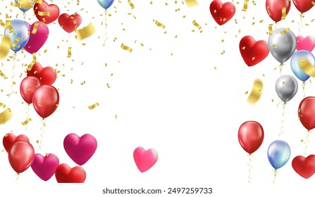 Happy birthday vector banner background. Happy birthday to you text with balloons, gifts and confetti celebrating elements for birth day card greeting decoration design. Vector illustration
