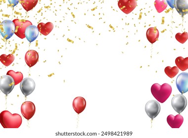 Happy birthday vector banner background. Happy birthday to you text with balloons, gifts and confetti celebrating elements for birth day card greeting decoration design. Vector illustration
