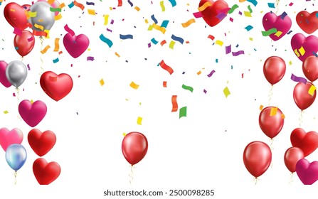 Happy birthday vector banner background. Happy birthday to you text with balloons, gifts and confetti celebrating elements for birth day card greeting decoration design. Vector illustration
