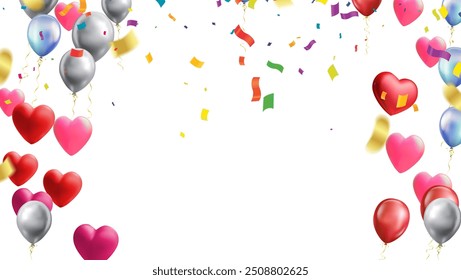 Alles Gute zum Geburtstag, Vektorbanner-Hintergrund. Herzlichen Glückwunsch zum Geburtstag zu Ihnen Text mit Ballons, Geschenke und Konfetti feiert Elemente für Geburtstag Karte Gruß Dekoration Design. Vektorgrafik
