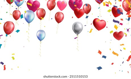 Alles Gute zum Geburtstag, Vektorbanner-Hintergrund. Herzlichen Glückwunsch zum Geburtstag zu Ihnen Text mit Ballons, Geschenke und Konfetti feiert Elemente für Geburtstag Karte Gruß Dekoration Design. Vektorgrafik
