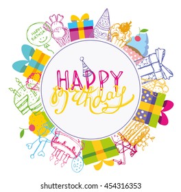 Happy birthday vector banner. Vector background.