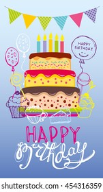 Happy birthday vector banner. Vector background.