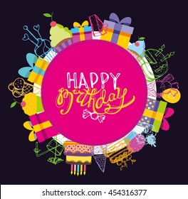 Happy birthday vector banner. Vector background.