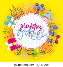 Happy birthday vector banner. Vector background.