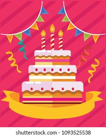 Happy birthday vector banner. Birthday color party