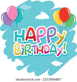 Happy birthday vector banner design. Happy birthday to you text with colorful kids party elements like party hats and pennants for child birth day celebration. Vector illustration