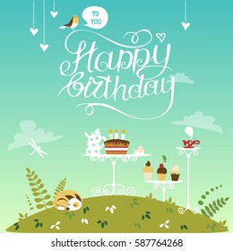 Happy birthday vector card.