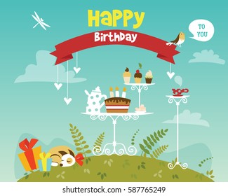 Happy birthday vector card.