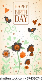 Happy Birthday vector card. Simple design.
