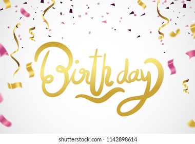 Happy birthday vector Celebration party print design. Handwritten modern brush lettering white background isolated vector