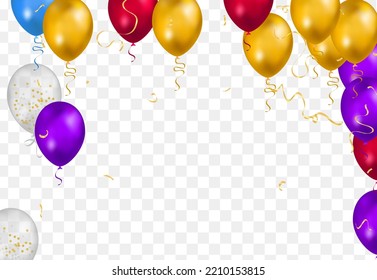 Happy birthday vector Celebration party banner  foil confetti and  and glitter balloons.with confetti helium balloon
