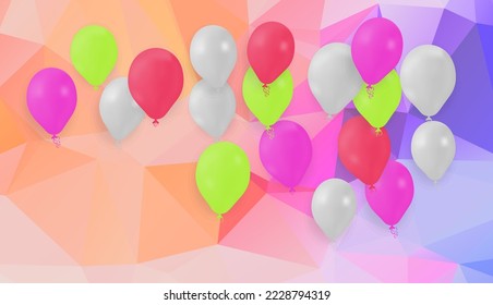 Happy birthday vector Celebration party banner foil confetti and and glitter balloons on Abstract Geometric backgrounds full Color
