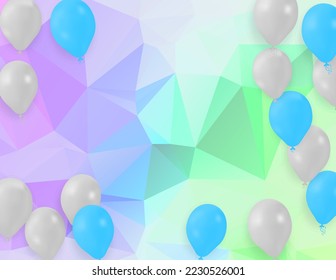 Happy birthday vector Celebration party banner foil confetti and and glitter balloons on Abstract Geometric backgrounds full Color