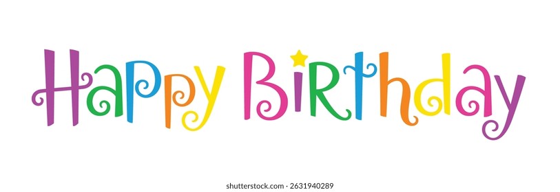 HAPPY BIRTHDAY vector colorful hand lettering banner