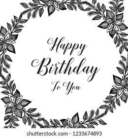 Happy Birthday Vector congratulation card with flowers