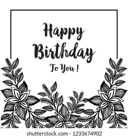 Happy Birthday Vector congratulation card with flowers