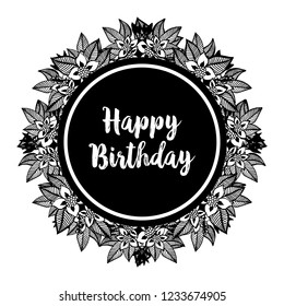 Happy Birthday Vector congratulation card with flowers