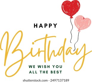 Happy Birthday Vector | Happy Birthday Cursive Text Design | Beautiful Happy Birthday Text Vector | Beautiful Happy Birthday Greeting Card Design