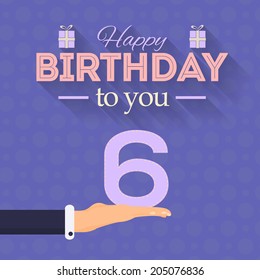 Happy Birthday Vector Design. Announcement and Celebration Message Poster, Flyer Flat Style