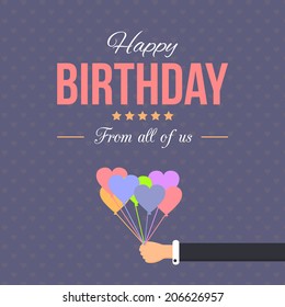 Happy Birthday Vector Design. Announcement and Celebration Message Poster, Flyer Flat Style