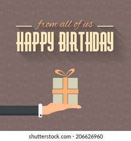 Happy Birthday Vector Design. Announcement and Celebration Message Poster, Flyer Flat Style