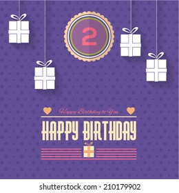 Happy Birthday Vector Design. Announcement and Celebration Message Poster, Flyer Flat Style 