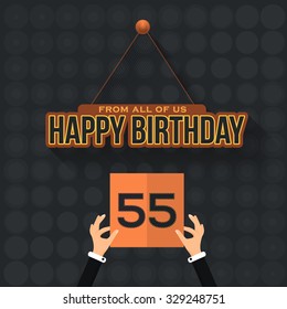 Happy Birthday Vector Design. Announcement and Celebration Message Poster, Flyer Age 55