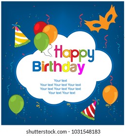 Happy birthday vector design with blue background