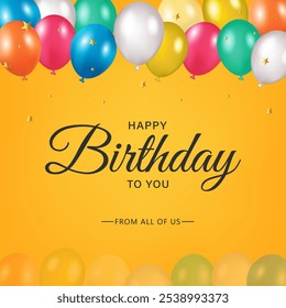 Happy Birthday Vector Design Featuring 'Happy Birthday to You' Text with Fun Elements Like Balloons, Gifts, and Confetti Decorations, Perfect for Birthday Celebration Greeting Cards and Invitations