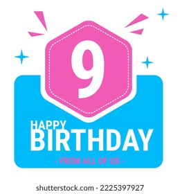 Feliz diseño vectorial de cumpleaños para tarjeta de felicitación, tarjeta de cumpleaños, tarjeta de invitación. Composición de letras y números. Ilustración del vector Eps10