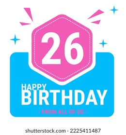 Feliz diseño vectorial de cumpleaños para tarjeta de felicitación, tarjeta de cumpleaños, tarjeta de invitación. Composición de letras y números. Ilustración del vector Eps10