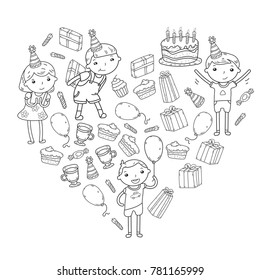 Happy birthday vector design Birthday hat Party and celebration. Kindergarten children, school kids party. Vector illustration.