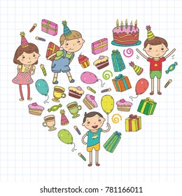 Happy birthday vector design Birthday hat Party and celebration. Kindergarten children, school kids party. Vector illustration.