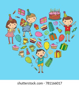 Happy birthday vector design Birthday hat Party and celebration. Kindergarten children, school kids party. Vector illustration.